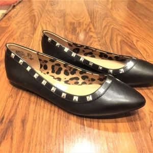 NEW Christian Siriano Black Studded Flats Size 8 M